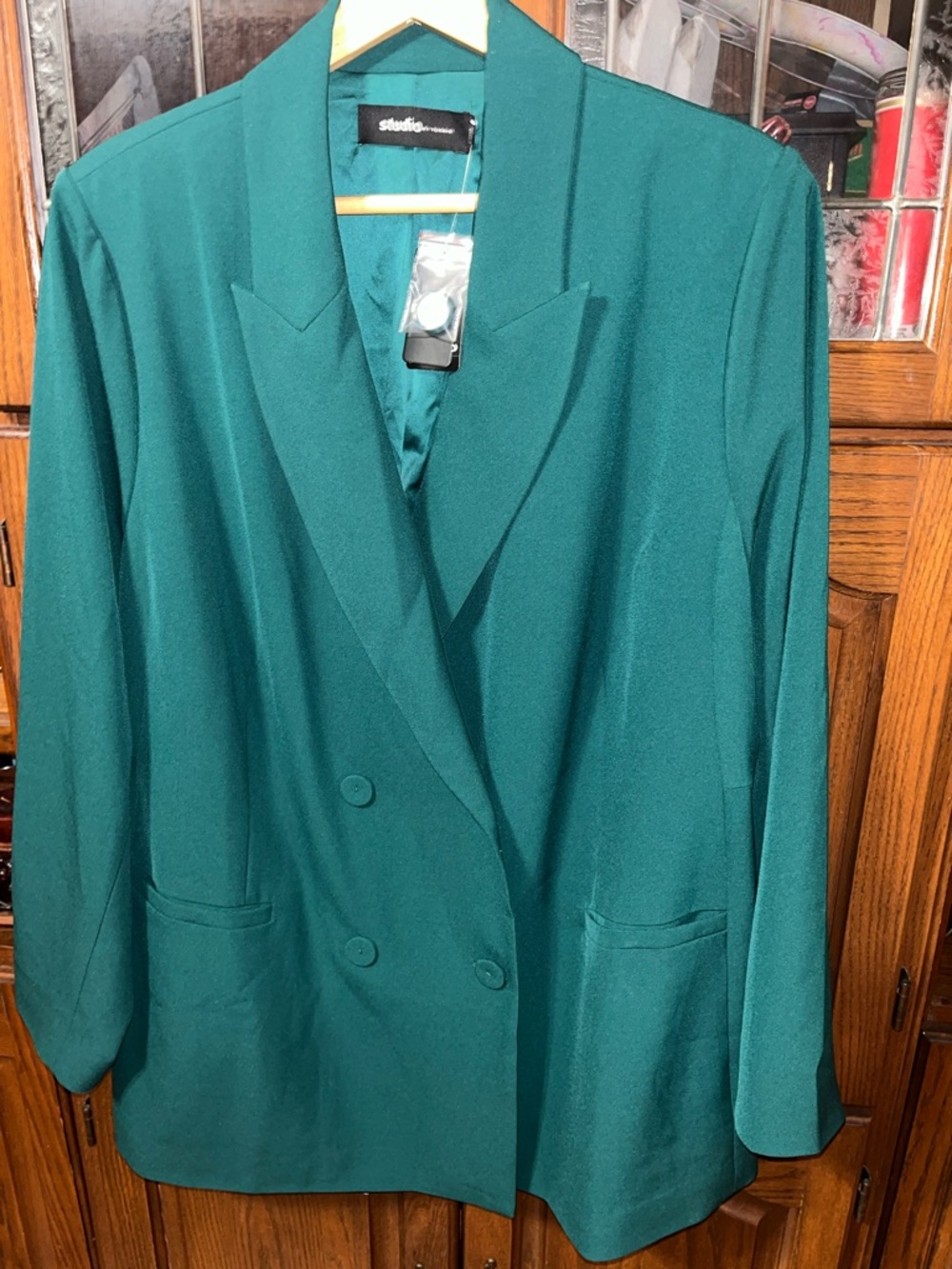 torrid 00 botanical garden Green Double-Breasted Blazer NWT relaxed fit stretchy - Picture 6 of 11